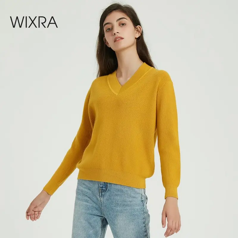 Wixra Warm Sweaters And Pullovers Long Sleeve Soft V-neck Ladies Knitted Sweater Women's Jumpers 2019 Autumn Winter
Wixra Warm Sweaters And Pullovers Long Sleeve Soft V-neck Ladies Knitted Sweater Women's Jumpers 2019 Autumn Winter