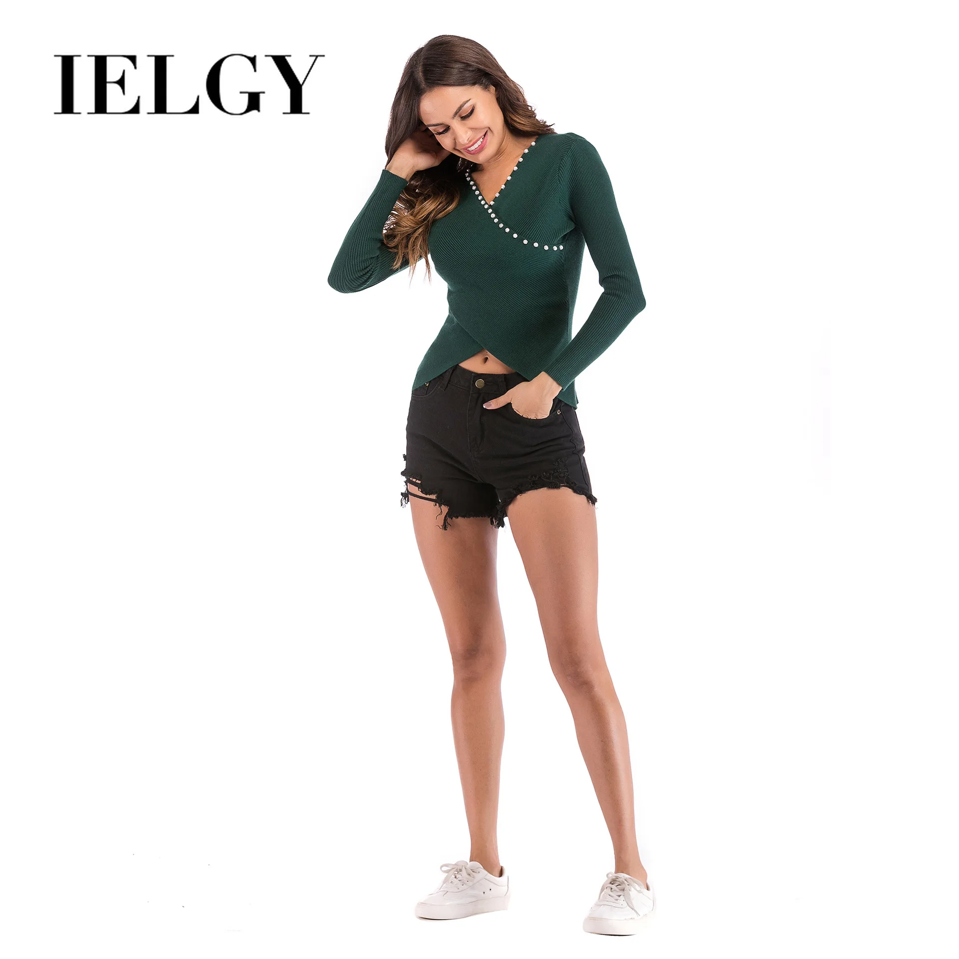 IELGY Women's V-neck Cross-Beaded Knit Waist Sexy Open Navel Irregular Base Top Pink
IELGY Women's V-neck Cross-Beaded Knit Waist Sexy Open Navel Irregular Base Top Pink