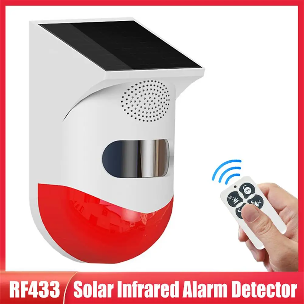 Wireless Solar Infrared Alarm Detector Siren Motion Sensor Detector for Home Garden Yard Outdoor with Remote Controller
Wireless Solar Infrared Alarm Detector Siren Motion Sensor Detector for Home Garden Yard Outdoor with Remote Controller