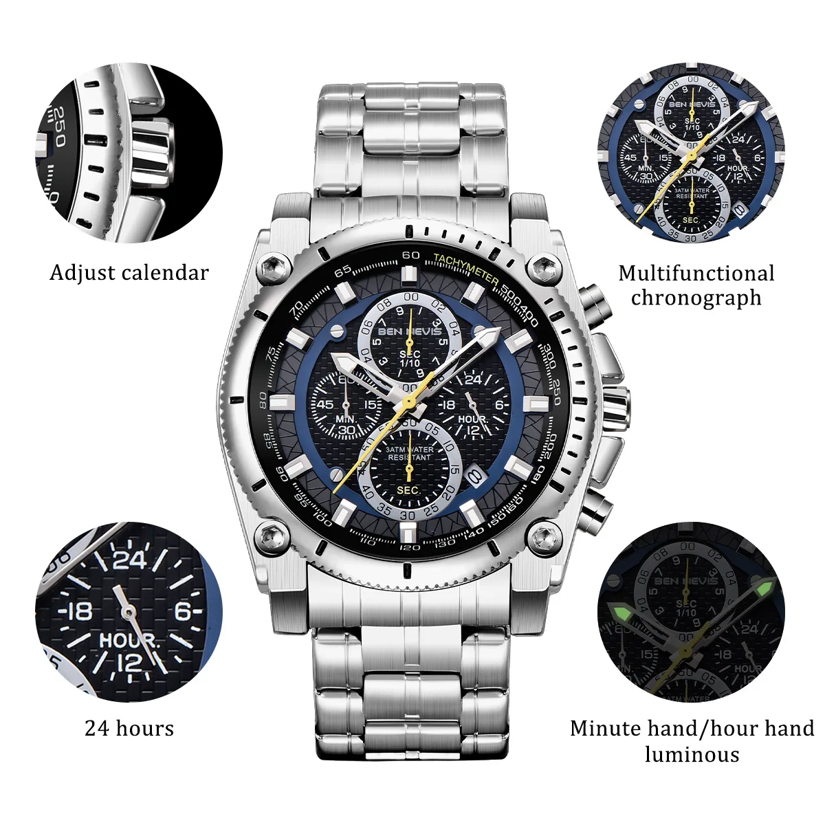 New Watches Men Luxury Brand Chronograph Male Sport Watches Waterproof Stainless Steel Quartz Men Watch
New Watches Men Luxury Brand Chronograph Male Sport Watches Waterproof Stainless Steel Quartz Men Watch