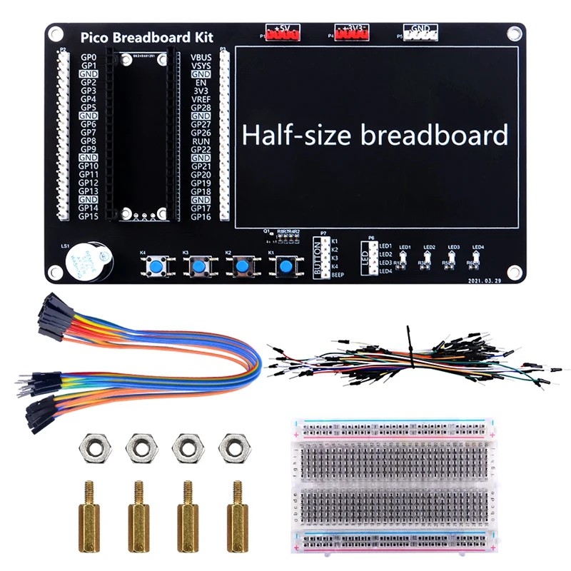 For Raspberry Pi Pico Basic Starter Kit,for Raspberry Pi Pico BreadBoard Kit with Half-Size Breadboard, Jumper Wire Pack
For Raspberry Pi Pico Basic Starter Kit,for Raspberry Pi Pico BreadBoard Kit with Half-Size Breadboard, Jumper Wire Pack