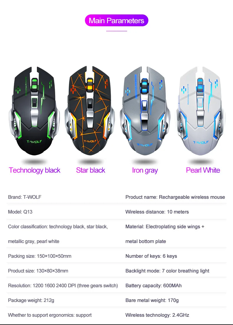 Charging Dual-mode 2.4G+Bluetooth Wireless Silent Gaming Glowing Mouse Bluetooth Mouse Laptop Accessories Wireless Gaming Mouse
Charging Dual-mode 2.4G+Bluetooth Wireless Silent Gaming Glowing Mouse Bluetooth Mouse Laptop Accessories Wireless Gaming Mouse