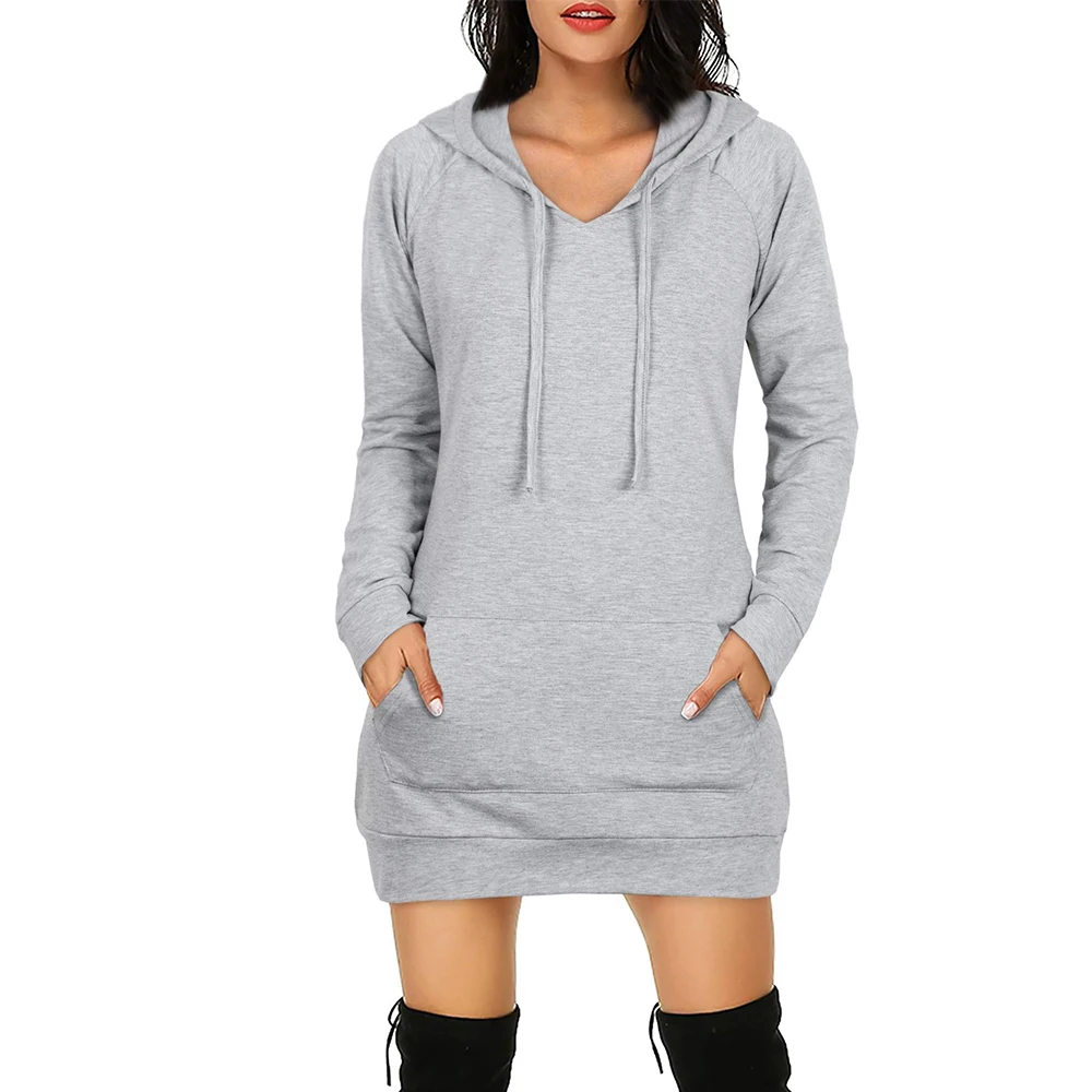 Tunic Sweatshirt Women Casual Dress Long Sleeve Hooded Mini Dresses Autumn Loose Dress With Pockets Pullover Hoodie Dress 
Tunic Sweatshirt Women Casual Dress Long Sleeve Hooded Mini Dresses Autumn Loose Dress With Pockets Pullover Hoodie Dress