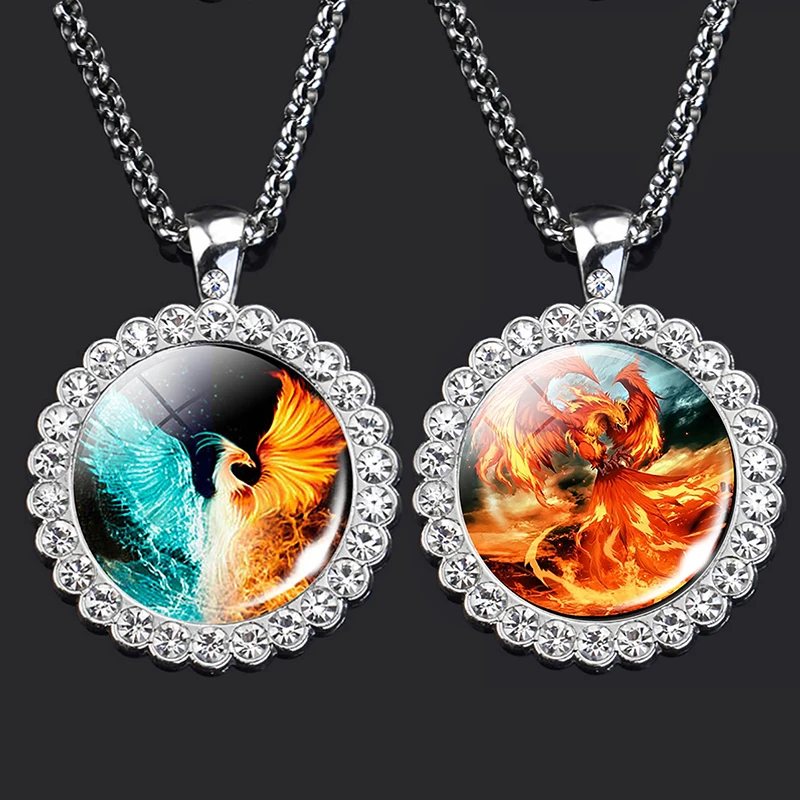 Fire Phoenix Necklace Dragon Phoenix Glass Cabochon Rhinestone Pendant Fashion Phoenix Jewelry Unisex Gift
Fire Phoenix Necklace Dragon Phoenix Glass Cabochon Rhinestone Pendant Fashion Phoenix Jewelry Unisex Gift