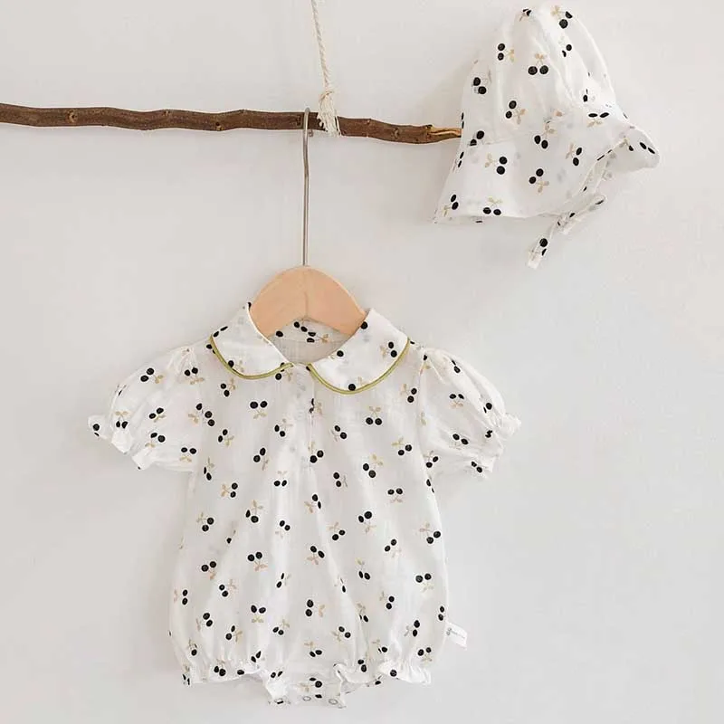 Summer Baby Girls Clothes Baby Girls Bodysuits Cherry Doll Collar Jumpsuit + Hat 2Pcs Outfits Sunsuit Toddler Baby Clothes
Summer Baby Girls Clothes Baby Girls Bodysuits Cherry Doll Collar Jumpsuit + Hat 2Pcs Outfits Sunsuit Toddler Baby Clothes
