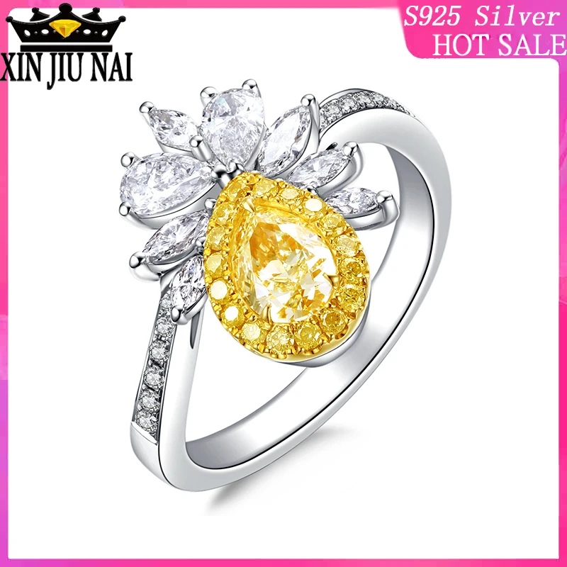 Роскошный желтый драгоценный камень в каратах с Цирконом кольца Принцесса форме