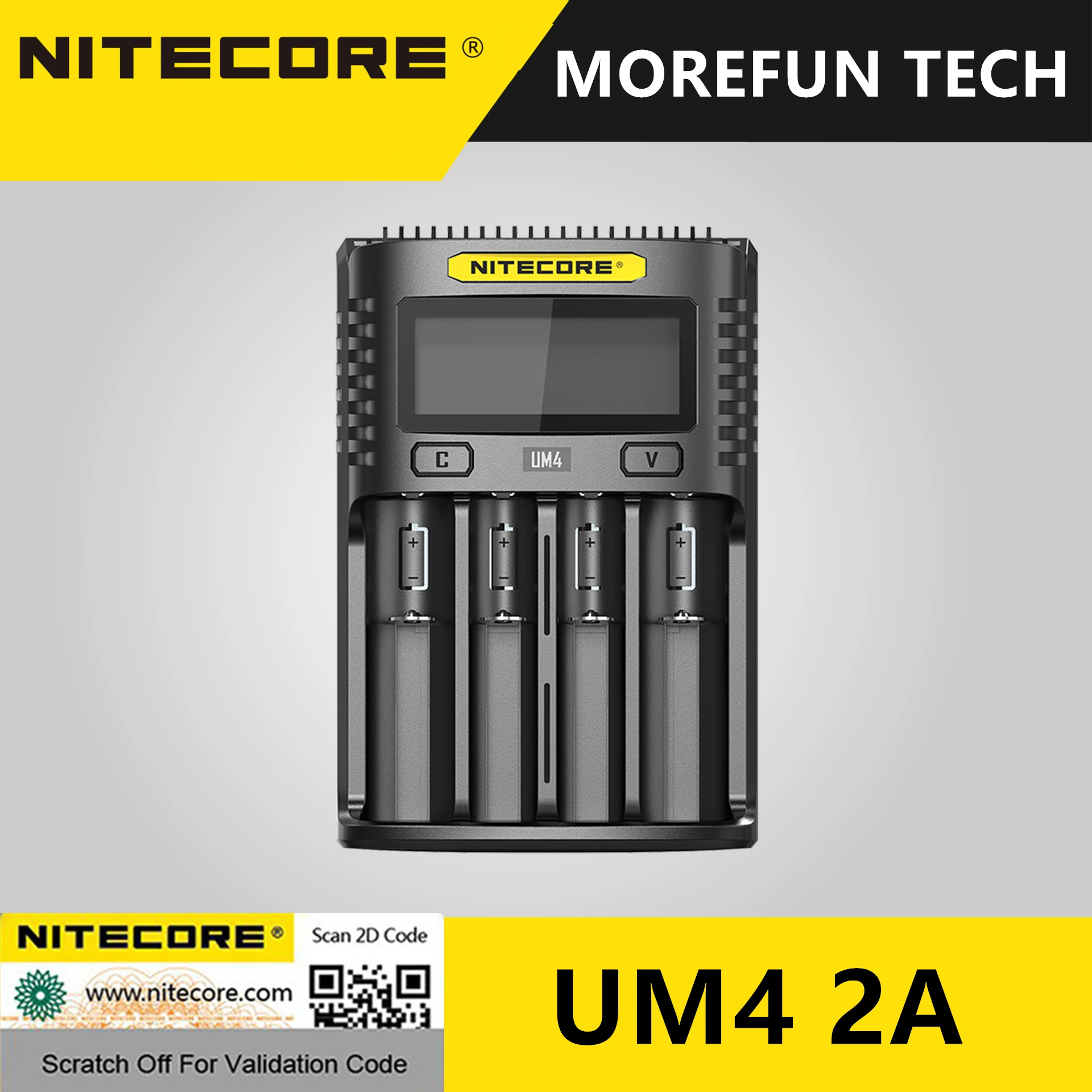 

Time limited Sale Original Nitecore UM4 2A USB four-slot QC C4 VC4 LCD Smart Charger IMR INR ICR li-ion AA 18650 14500 Charger