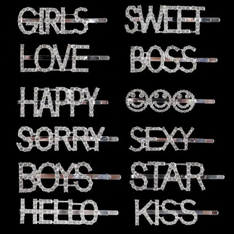 12 Pcs/set Shiny Letter Rhinestone Hairpin Set Sweet Girls Bangs Word Clip Women Hair Accessories Jewelry
12 Pcs/set Shiny Letter Rhinestone Hairpin Set Sweet Girls Bangs Word Clip Women Hair Accessories Jewelry
