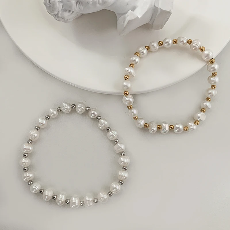 New style Gold Silver Color Metal Beads Beaded Bracelets Fashion Elegant Natural Freshwater Pearl Bracelet for Women Girls
New style Gold Silver Color Metal Beads Beaded Bracelets Fashion Elegant Natural Freshwater Pearl Bracelet for Women Girls