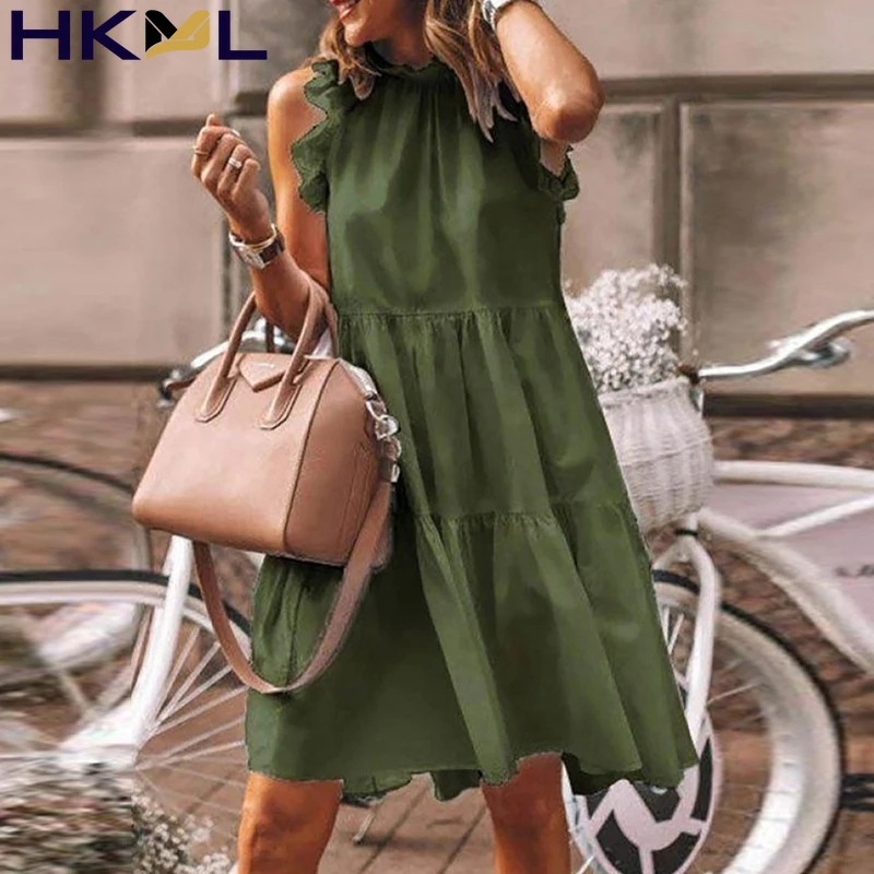 Women Mini Dress Solid Color Sleeveless Ruffles Trim Ruched Casual Plus Size Party Dress 2021 Summer
Women Mini Dress Solid Color Sleeveless Ruffles Trim Ruched Casual Plus Size Party Dress 2021 Summer