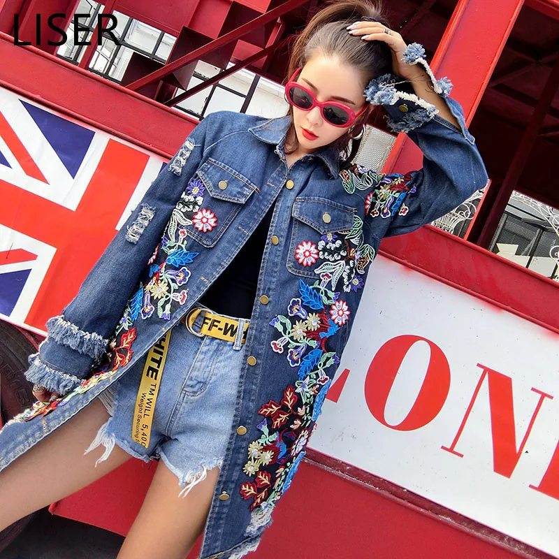 Spring Autumn Fashion Embroidery Loose Thin Denim Ripped Windbreaker Women 2022 New Cardigan Long Coat Blue LL297
Spring Autumn Fashion Embroidery Loose Thin Denim Ripped Windbreaker Women 2022 New Cardigan Long Coat Blue LL297