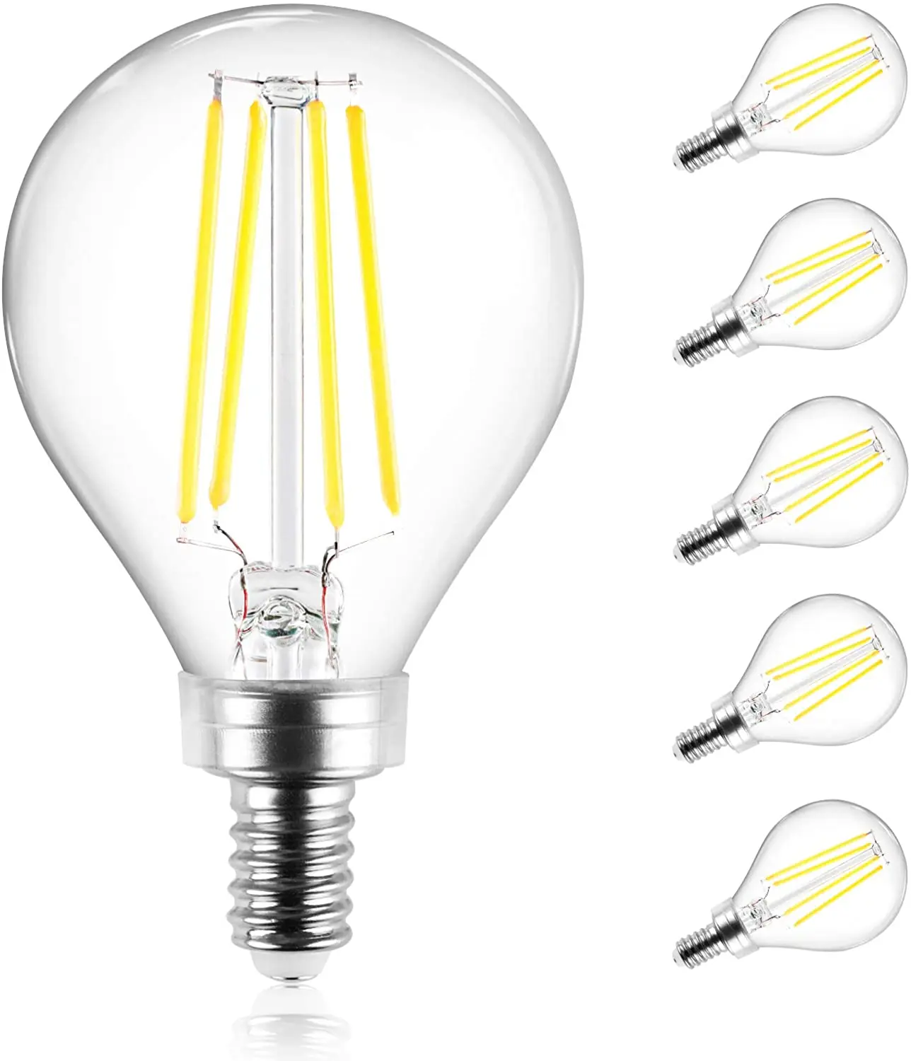 E12 Candelabra LED Light Bulbs 60 Watt Equivalent, 550 Lumens, Daylight White 5000K, Decorative G45 LED Globe Bulbs, Fila
E12 Candelabra LED Light Bulbs 60 Watt Equivalent, 550 Lumens, Daylight White 5000K, Decorative G45 LED Globe Bulbs, Fila