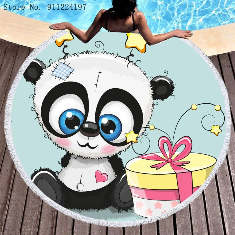Cute Panda With Big Eyes Round Beach Towels Summer Quick-drying Bath Shower Towel Microfiber Yoga Mat Blanket For Kids
Cute Panda With Big Eyes Round Beach Towels Summer Quick-drying Bath Shower Towel Microfiber Yoga Mat Blanket For Kids