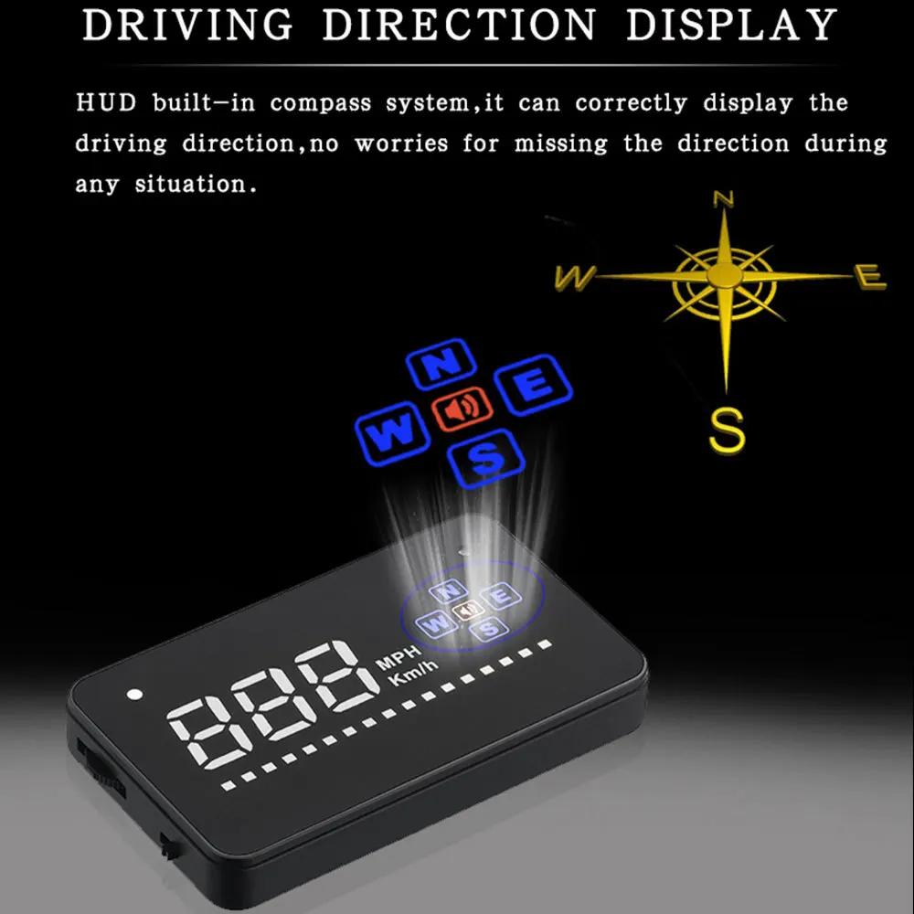 3.5 inch Car HUD Head Up Display Speed Alarm Compass Windshield Projector Speedometer HUD via GPS Satellites
3.5 inch Car HUD Head Up Display Speed Alarm Compass Windshield Projector Speedometer HUD via GPS Satellites
