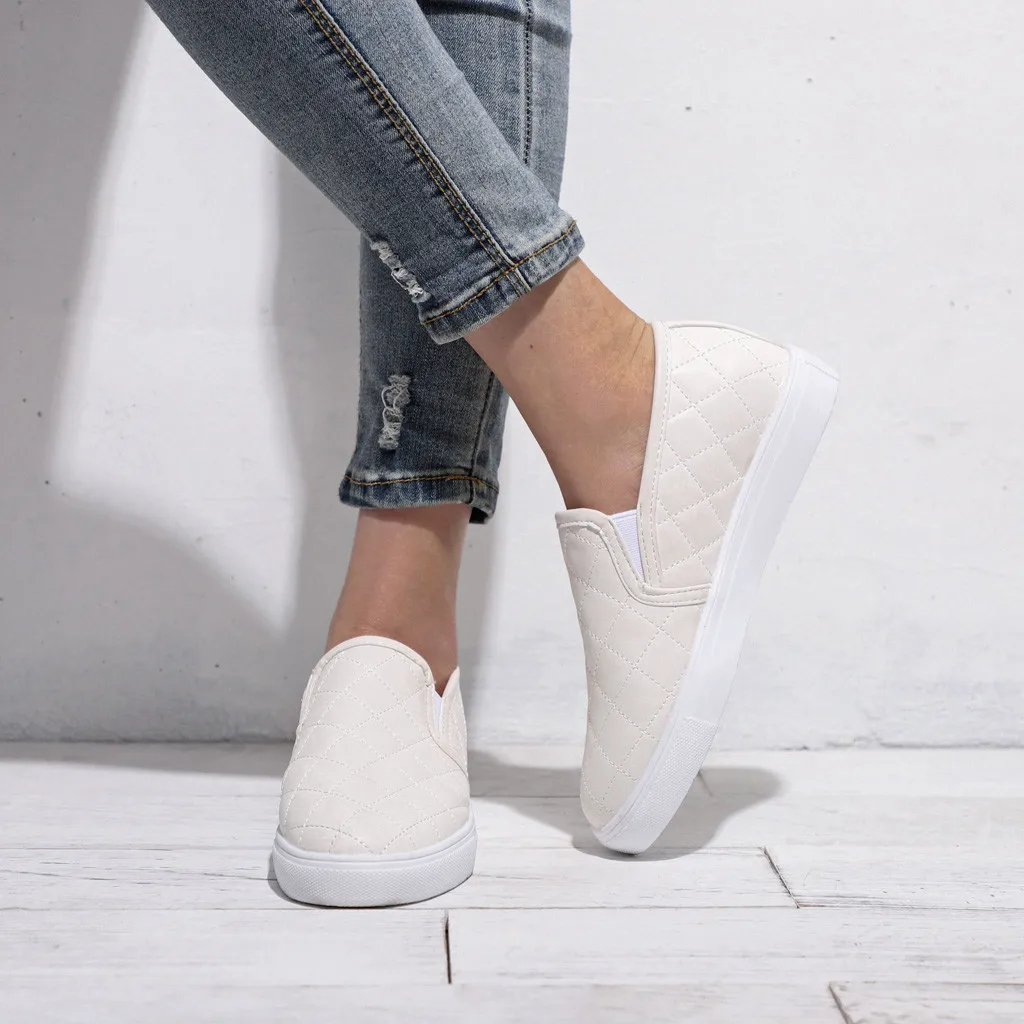 Women shoes 2020 leather casual ladies shoes pedal canvas lightweight fashion platform flat shoes woman sneakers