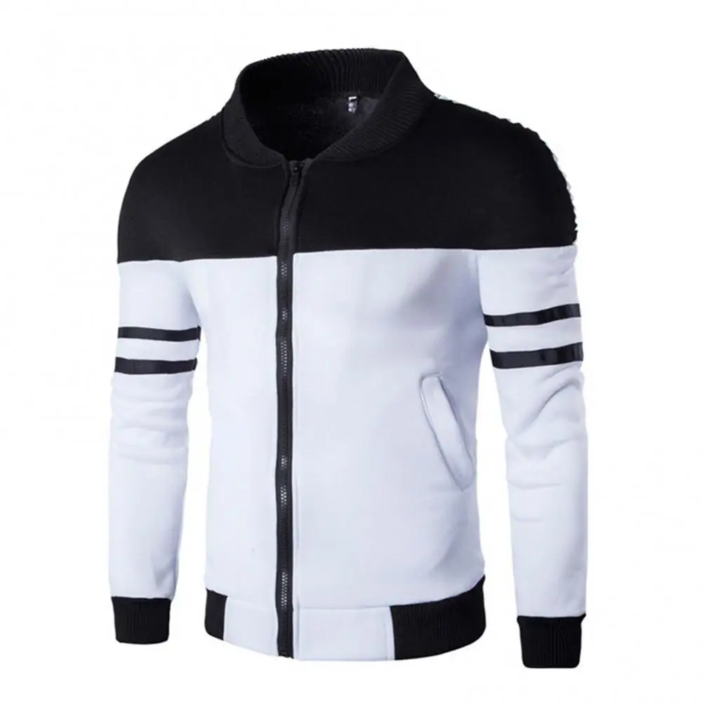 Men Casual Coat Stripe Zipper Pockets Stand Collar Color Block Autumn Winter Long Sleeve Male Varsity Jacket Streetwear
Men Casual Coat Stripe Zipper Pockets Stand Collar Color Block Autumn Winter Long Sleeve Male Varsity Jacket Streetwear