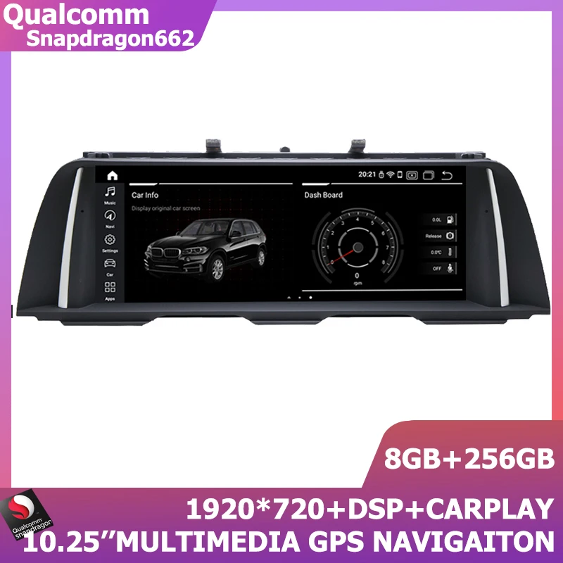 

10.25'' Multimedia GPS Stereo Android 11 For BMW 5 Series F10 F11 2011-2016 CIC NBT Carplay 8+256G 1920*720 Snapdragon 662 Wifi