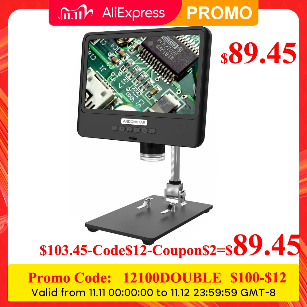 Andonstar AD208/AD208S 8.5 Inch LCD Screen 5X-1200X Digital Microscope 1280*800 Adjustable 1080P Ranges Welding Tool Microscope
Andonstar AD208/AD208S 8.5 Inch LCD Screen 5X-1200X Digital Microscope 1280*800 Adjustable 1080P Ranges Welding Tool Microscope