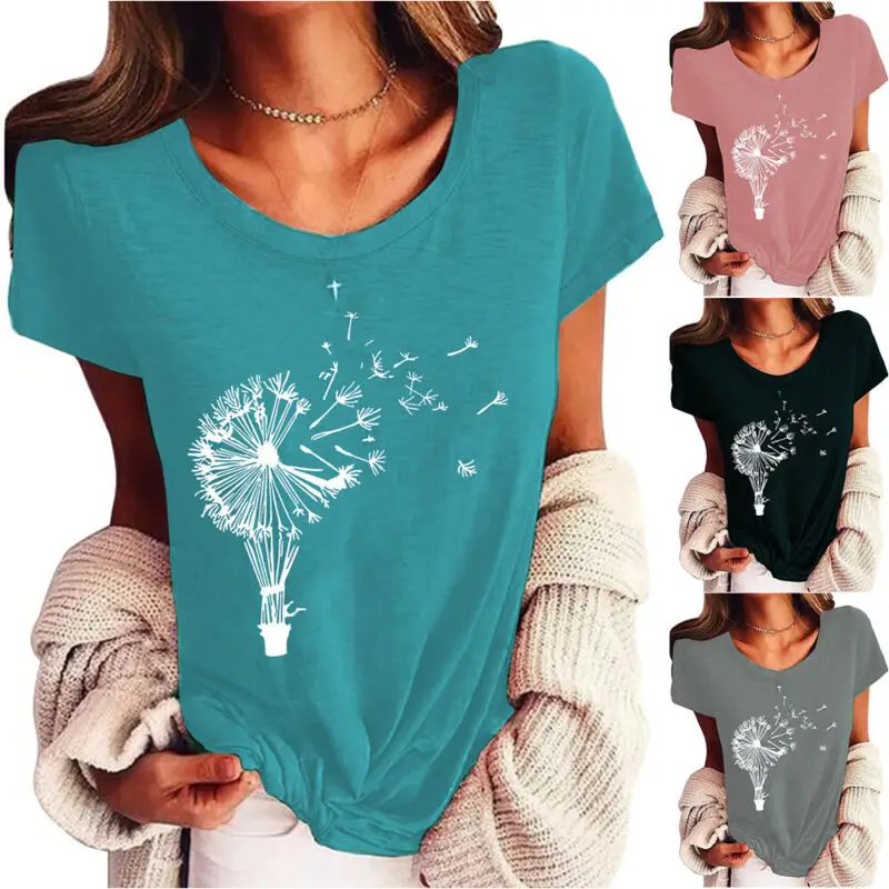 Women's Printed Basic T-Shirt Ladies Summer Casual Short Sleeve Blouse Tops Size
Women's Printed Basic T-Shirt Ladies Summer Casual Short Sleeve Blouse Tops Size