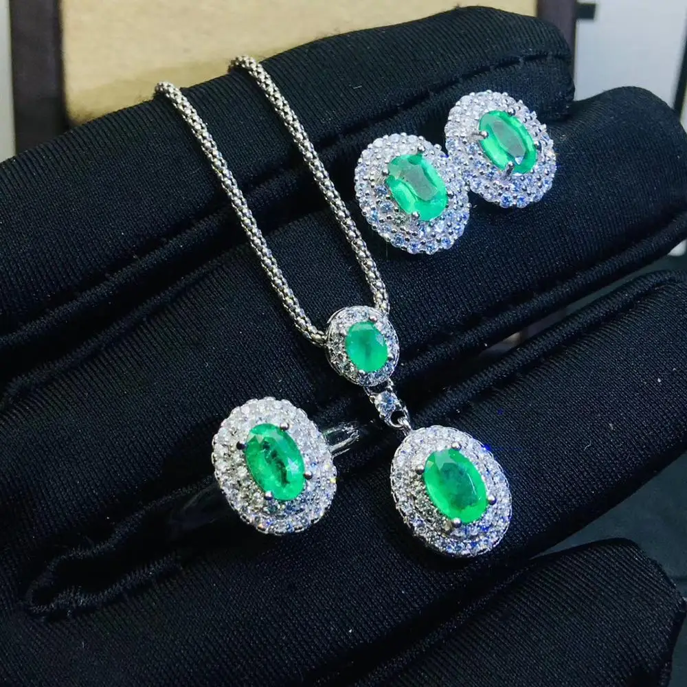 KJJEAXCMY fine jewelry 925 sterling silver inlaid Natural Emerald Ring Earring Necklace Set Support Test noble
KJJEAXCMY fine jewelry 925 sterling silver inlaid Natural Emerald Ring Earring Necklace Set Support Test noble
