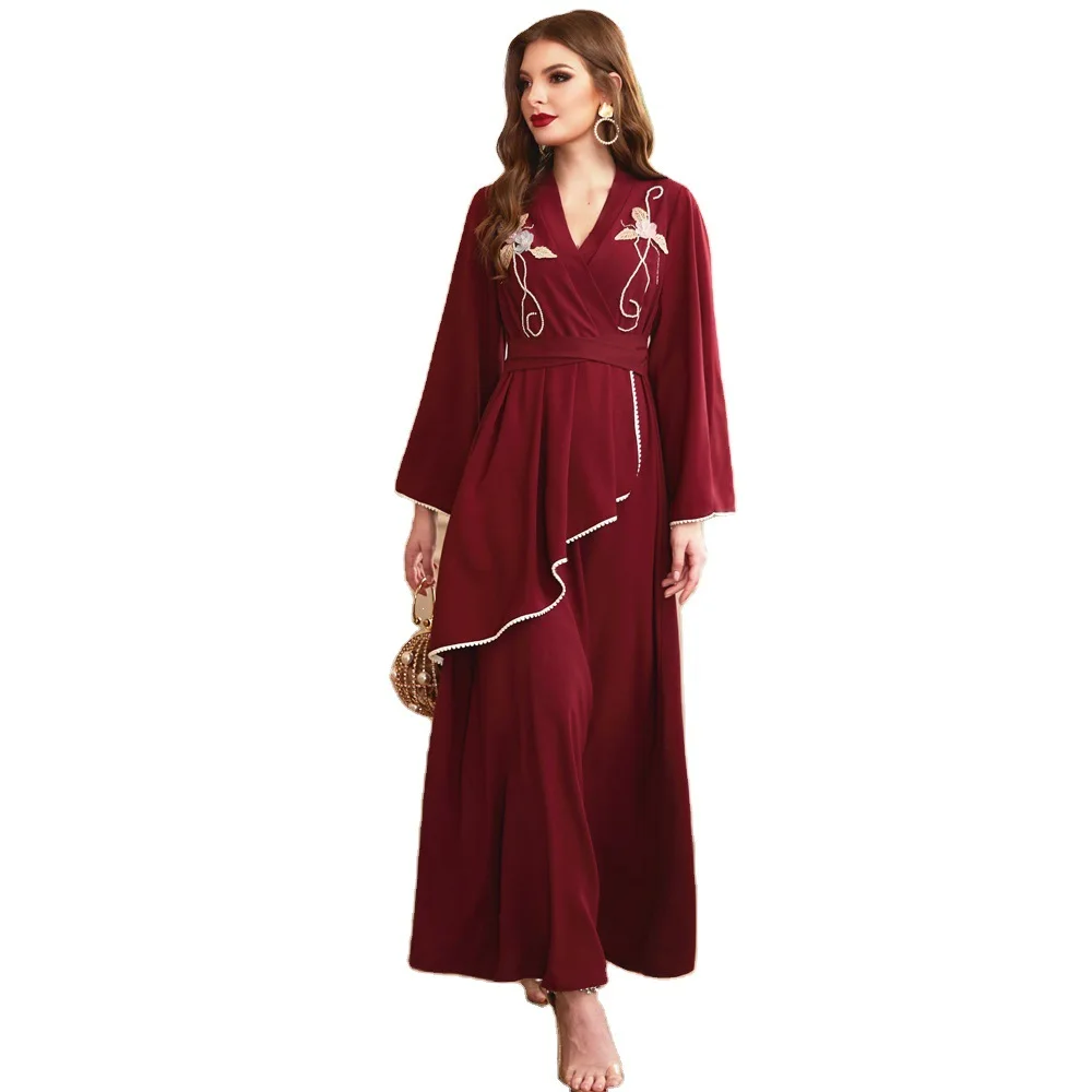 BA610 Wine red hair ball Pearl Diamond Long Sleeve Dress Middle East Muslim Dubai national dress robe dress abaya
BA610 Wine red hair ball Pearl Diamond Long Sleeve Dress Middle East Muslim Dubai national dress robe dress abaya