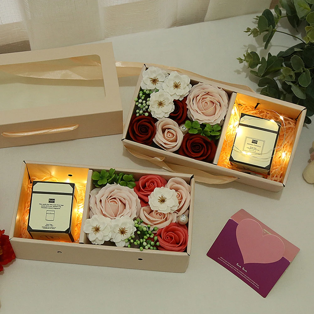 Artificial Rose Soap Flower with Smokeless Scented Candles Set Valentine's Day Gift Box Petal Bath Body Soap Flower for Wedding
Artificial Rose Soap Flower with Smokeless Scented Candles Set Valentine's Day Gift Box Petal Bath Body Soap Flower for Wedding