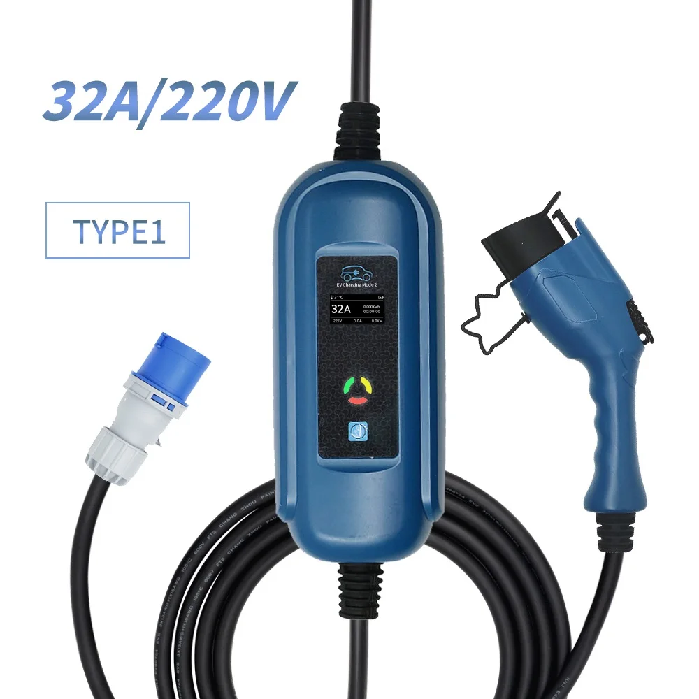 J1772 SAE EV зарядное устройство 32A CEE BLUE адаптер зарядного устройства для