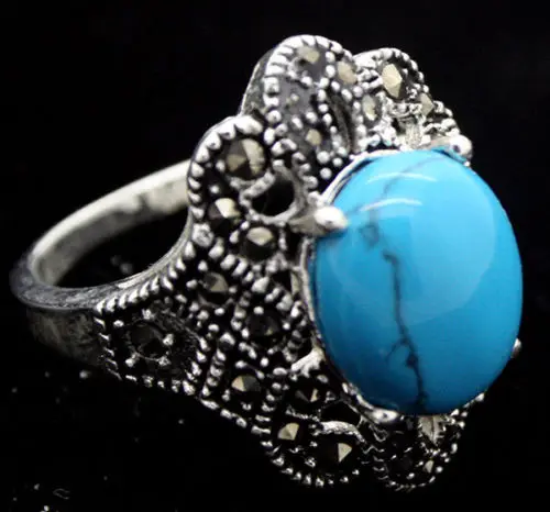 Vintage Blue Turquoise 925 Sterling Silver Marcasite Ring (#7-10) pendant and earrings sets 06
Vintage Blue Turquoise 925 Sterling Silver Marcasite Ring (#7-10) pendant and earrings sets 06