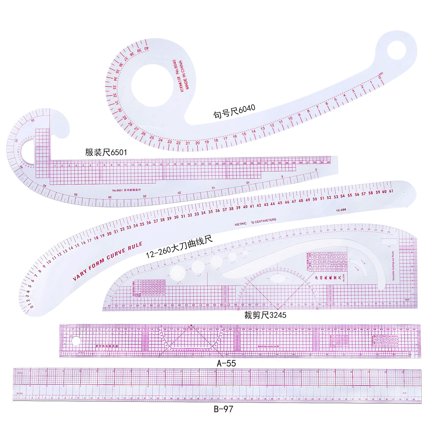 Practical Sewing French Curve Cutting Ruler Measure Dressmaking Tailor Drawing Craft Tools Set 6pcs
Practical Sewing French Curve Cutting Ruler Measure Dressmaking Tailor Drawing Craft Tools Set 6pcs