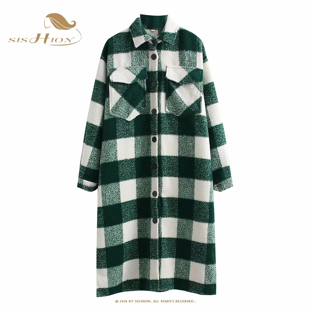 SISHION Manteau Femme Long Coat Women VD2399 Wool Green Plaid Autumn Winter Warm Woolen Jackets Outwear
SISHION Manteau Femme Long Coat Women VD2399 Wool Green Plaid Autumn Winter Warm Woolen Jackets Outwear