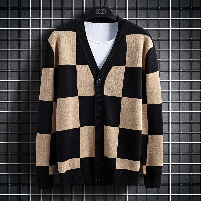 Men's Knitwear Spring Autumn V Neck Sweater Coats Men Korean Slim Plaid Cardigan Sweater Men Thin Sweater Coats Clothes Tops
Men's Knitwear Spring Autumn V Neck Sweater Coats Men Korean Slim Plaid Cardigan Sweater Men Thin Sweater Coats Clothes Tops