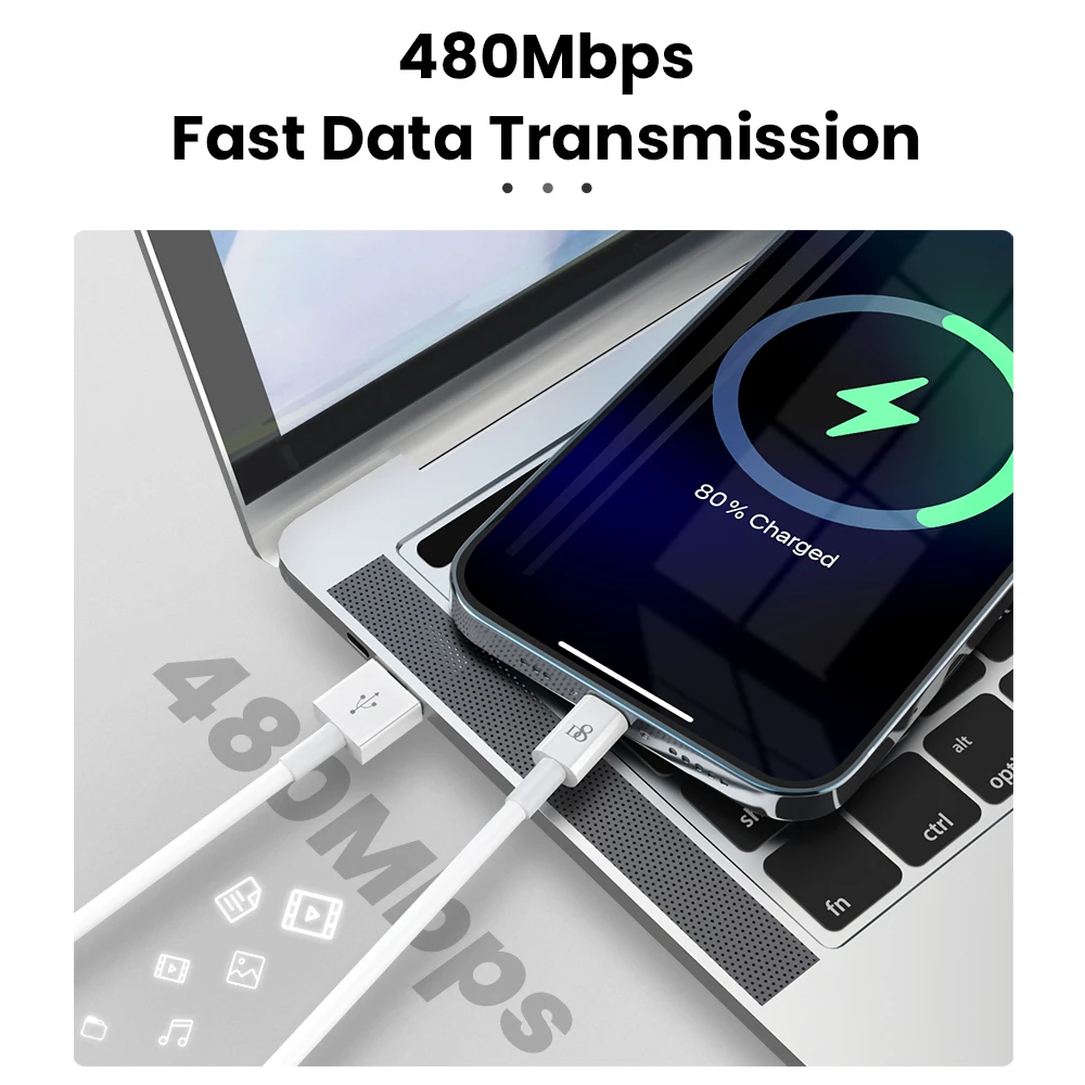Зарядный кабель для телефона D8 MFi 1/1 A передачи данных 5/2 м USB на 8 Pin быстрой зарядки