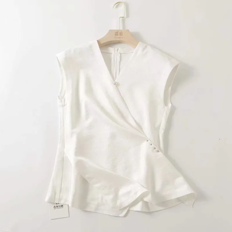 Korean version of sleeveless chiffon vest shirt professional temperament irregular waist thin white casual top female DLSY1595
Korean version of sleeveless chiffon vest shirt professional temperament irregular waist thin white casual top female DLSY1595