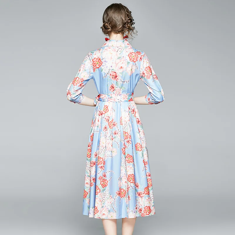 Spring New High End Ladies Pleated Dress Lapel Button Shirt Printing Long Sleeves Sashes Women Clothing Blue White
Spring New High End Ladies Pleated Dress Lapel Button Shirt Printing Long Sleeves Sashes Women Clothing Blue White