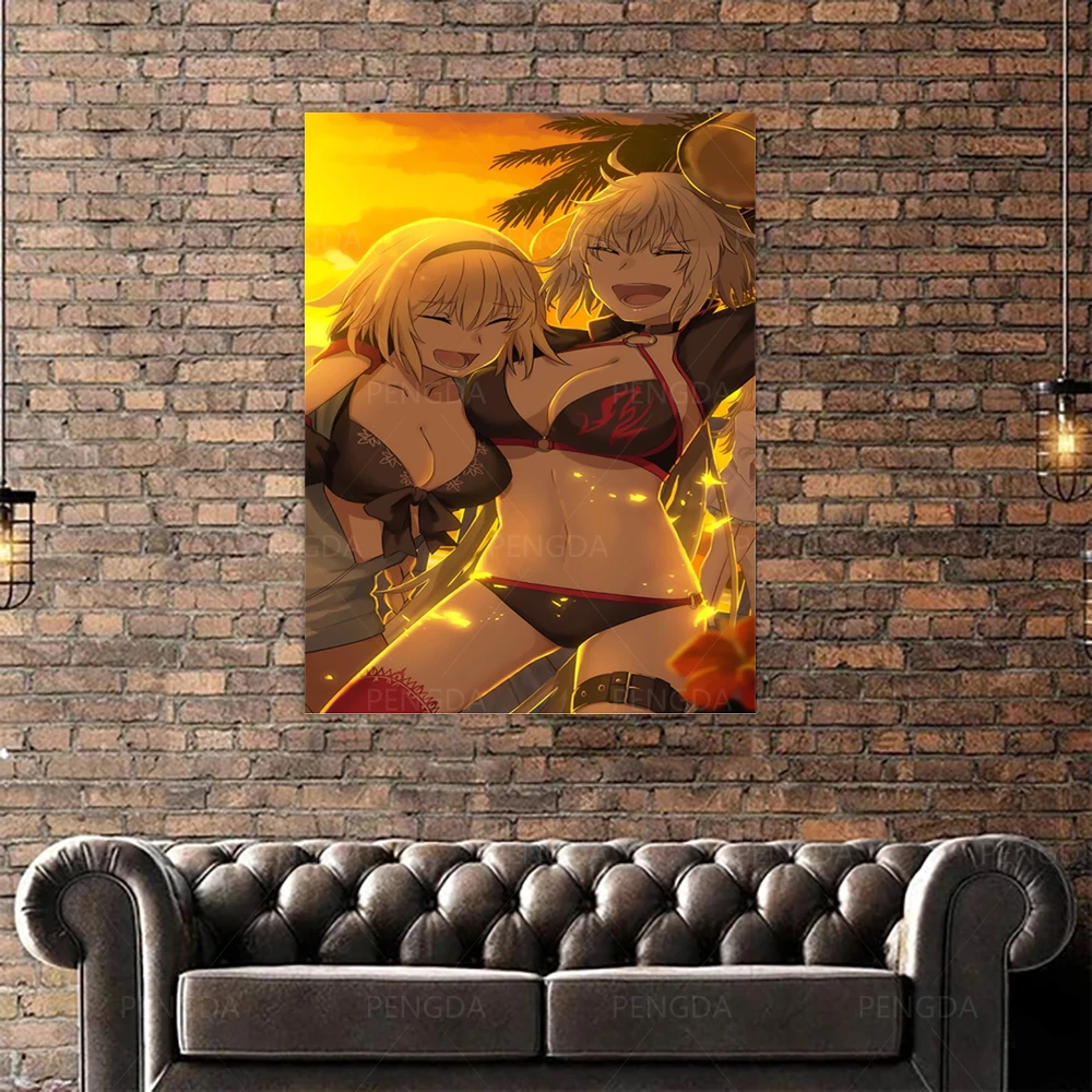 

HD Prints Fate Grand Order Home Two Sexy Girl Decor Canvas Poster Painting Wall Art Modular Picture No Framework For Living Room