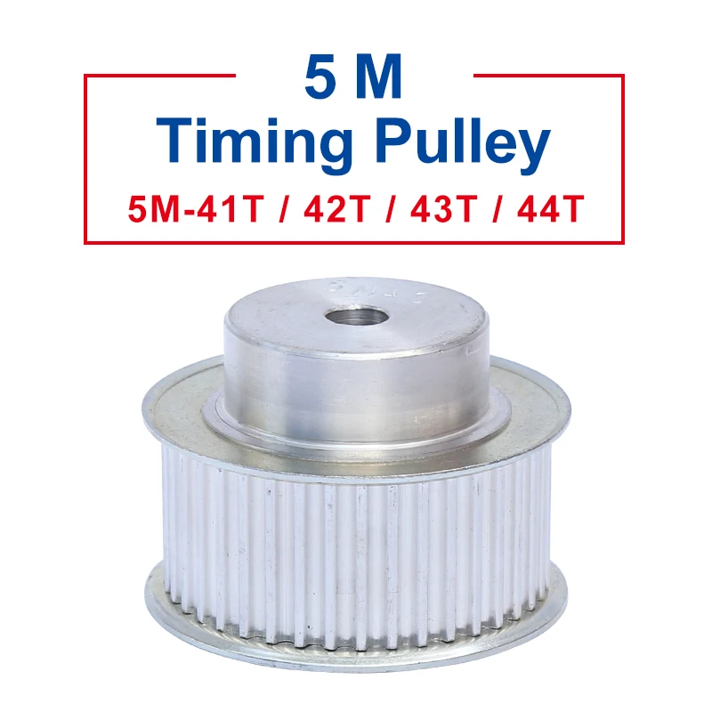 

1 piece Pulley 5M-41T/42T/43T/44T Width 21/27mm pulley wheel rough hole 10 mm Aluminum Material For Width 20/25 mm Timing Belt