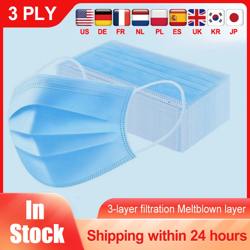 Disposable Mask Non Wove 3 Layer Ply Filter Safe Breathable Face Mouth Mask Anti-Dust Earloops mascarias para la boca Masks
Disposable Mask Non Wove 3 Layer Ply Filter Safe Breathable Face Mouth Mask Anti-Dust Earloops mascarias para la boca Masks