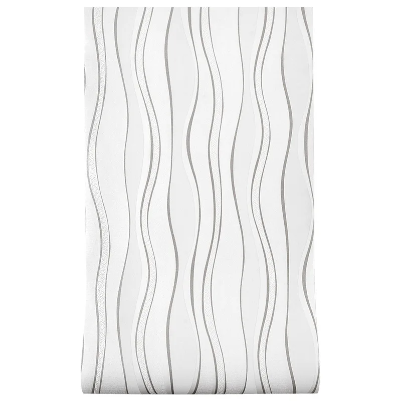 Vertical Stripes Wall Stickers 3D Wallpaper Roll Wave Flocking Non-Woven Fabric Modern White Living Room Wall papers Home decor
Vertical Stripes Wall Stickers 3D Wallpaper Roll Wave Flocking Non-Woven Fabric Modern White Living Room Wall papers Home decor