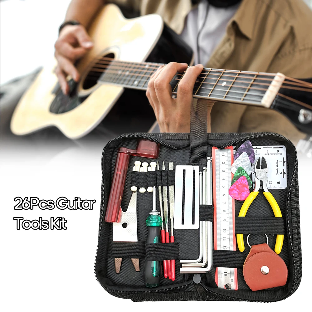 26Pcs Guitar Repairing Tool Kit Acoustic Guitar Ukulele Repairing Maintenance Cleaning Tool Accessories Kit
26Pcs Guitar Repairing Tool Kit Acoustic Guitar Ukulele Repairing Maintenance Cleaning Tool Accessories Kit