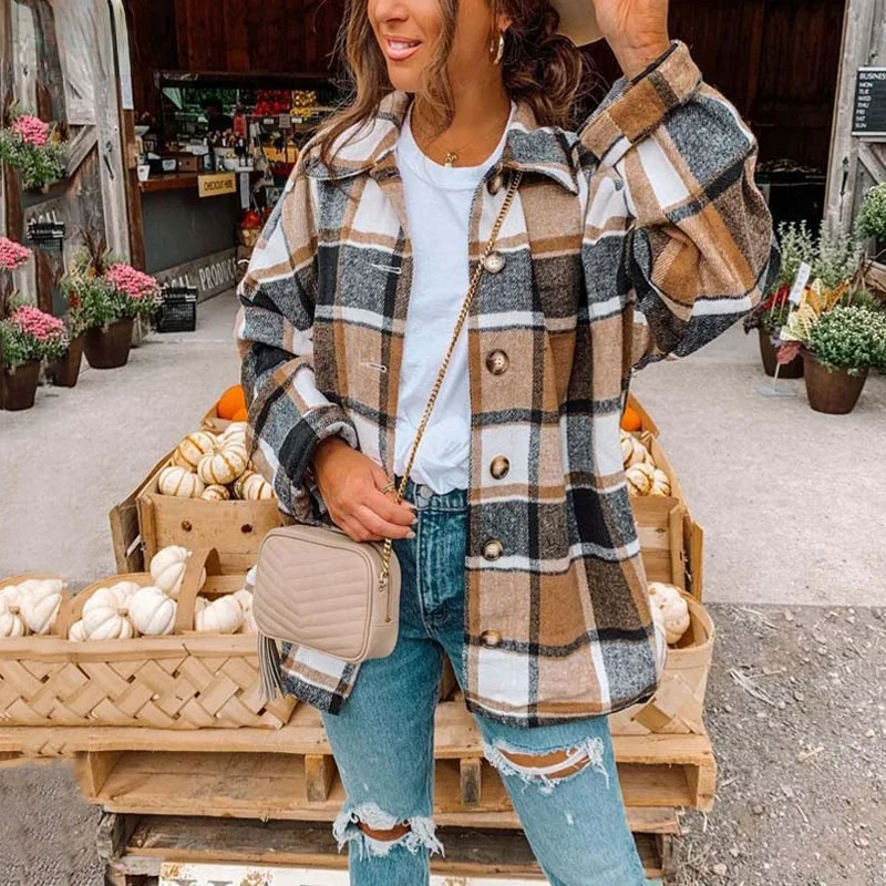 Women Plaid Jacket Overshirt Long Checkered Jacket Woman Female Long Sleeve Autumn Winter Shirt Female Jackets Coats
Women Plaid Jacket Overshirt Long Checkered Jacket Woman Female Long Sleeve Autumn Winter Shirt Female Jackets Coats