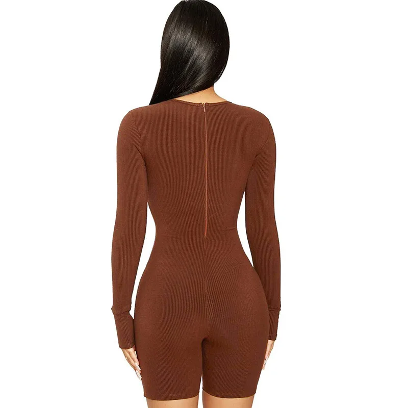 Fashion Casual Skinny Solid Rib Knit O Neck Women Playsuit New Streetwear Elastic Fitness Workout Activewear Romper 
Fashion Casual Skinny Solid Rib Knit O Neck Women Playsuit New Streetwear Elastic Fitness Workout Activewear Romper