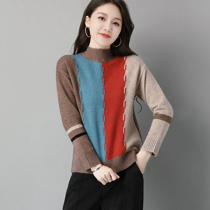 Autumn 2021 new Korean style loose short long-sleeved knitted top women's fashion gentle style color striped sweater women
Autumn 2021 new Korean style loose short long-sleeved knitted top women's fashion gentle style color striped sweater women