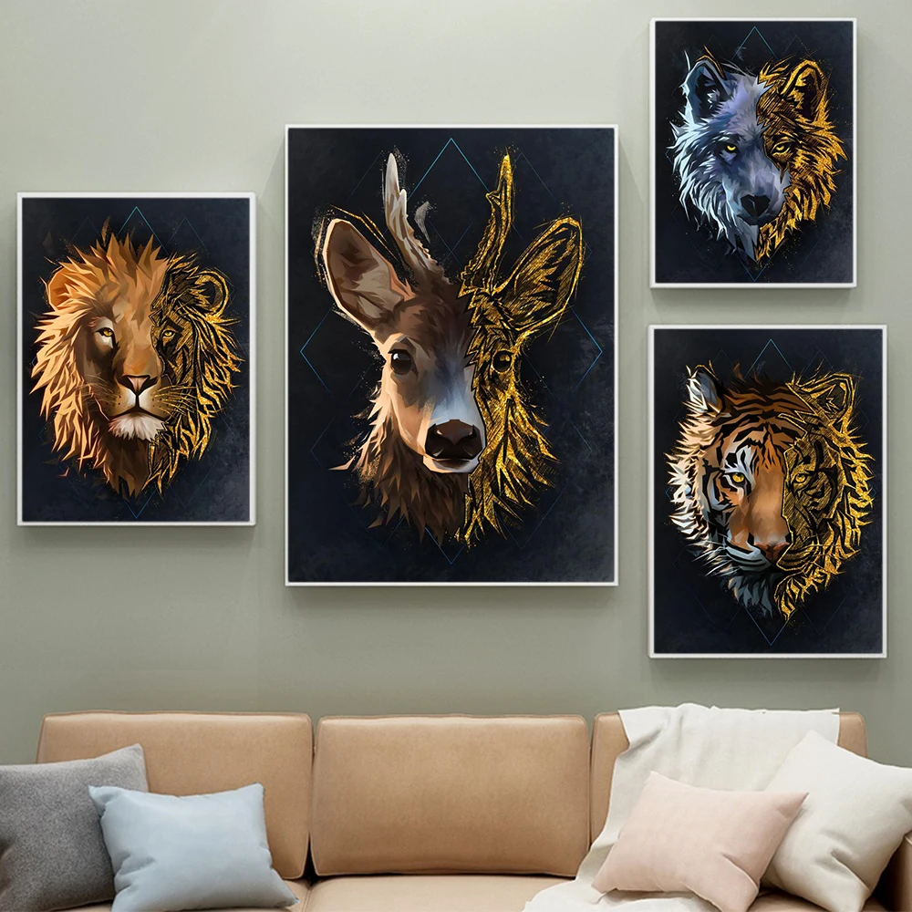 Animals Nordic Canvas Poster Painting Golden Tiger And Deer Head Abstract Wall Art Prints Modern Home Decoration Living Room
Animals Nordic Canvas Poster Painting Golden Tiger And Deer Head Abstract Wall Art Prints Modern Home Decoration Living Room