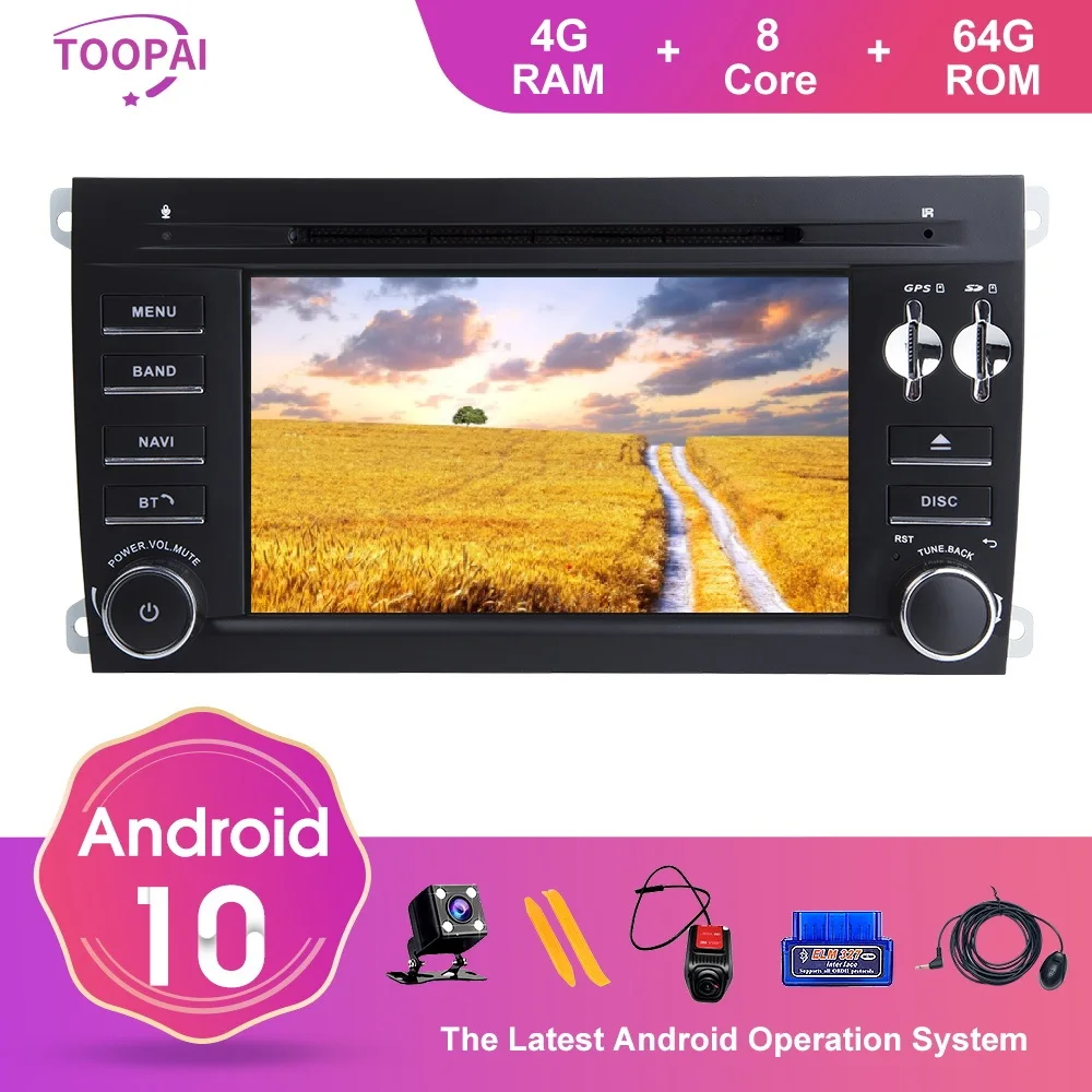Автомобильный мультимедийный плеер TOOPAI на Android 10 с GPS для Porsche Cayenne 2003