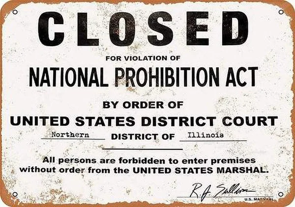 Closed National Prohibition Act Retro tin sign nostalgic ornament metal poster garage art deco bar cafe shop
Closed National Prohibition Act Retro tin sign nostalgic ornament metal poster garage art deco bar cafe shop