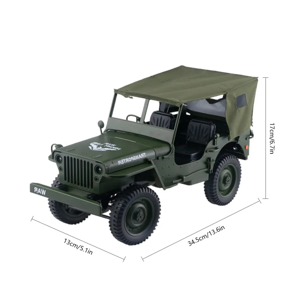 1:10 Mini Military Jeep Remote Control Buggy 4-Wheel Drive RC Truck Suspension Off-Road Vehicle Simulation Model with tent
1:10 Mini Military Jeep Remote Control Buggy 4-Wheel Drive RC Truck Suspension Off-Road Vehicle Simulation Model with tent