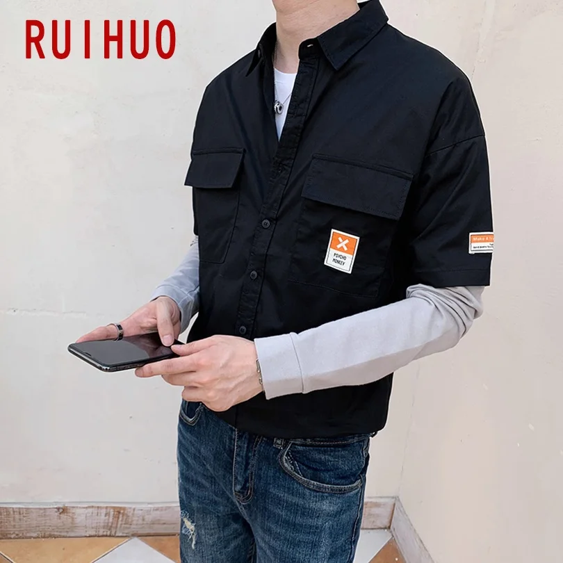 RUIHUO Patchwork Shirts For Men Clothing Korean Style Men Shirt Long Sleeve Harajuku Shirt For Men Tops Korean Clothes 3XL 2021 
RUIHUO Patchwork Shirts For Men Clothing Korean Style Men Shirt Long Sleeve Harajuku Shirt For Men Tops Korean Clothes 3XL 2021
