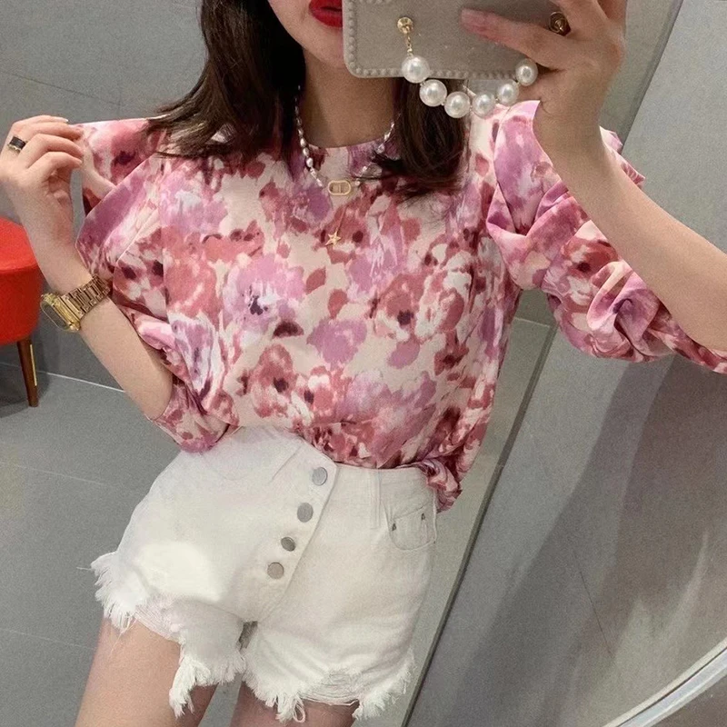 GALCAUR Casual Print Ruched Shirts For Women O Neck Puff Long Sleeve Loose Hit Color Blouses Females Clothing Summer 2021
GALCAUR Casual Print Ruched Shirts For Women O Neck Puff Long Sleeve Loose Hit Color Blouses Females Clothing Summer 2021