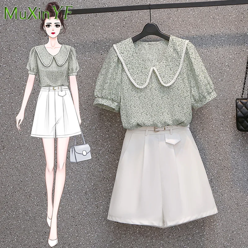 Women's Shorts Set 2022 Summer New Doll Collar Floral Shirt Casual Top Pants Two-piece Korean Fashion Elegant Clothes Set
Women's Shorts Set 2022 Summer New Doll Collar Floral Shirt Casual Top Pants Two-piece Korean Fashion Elegant Clothes Set
