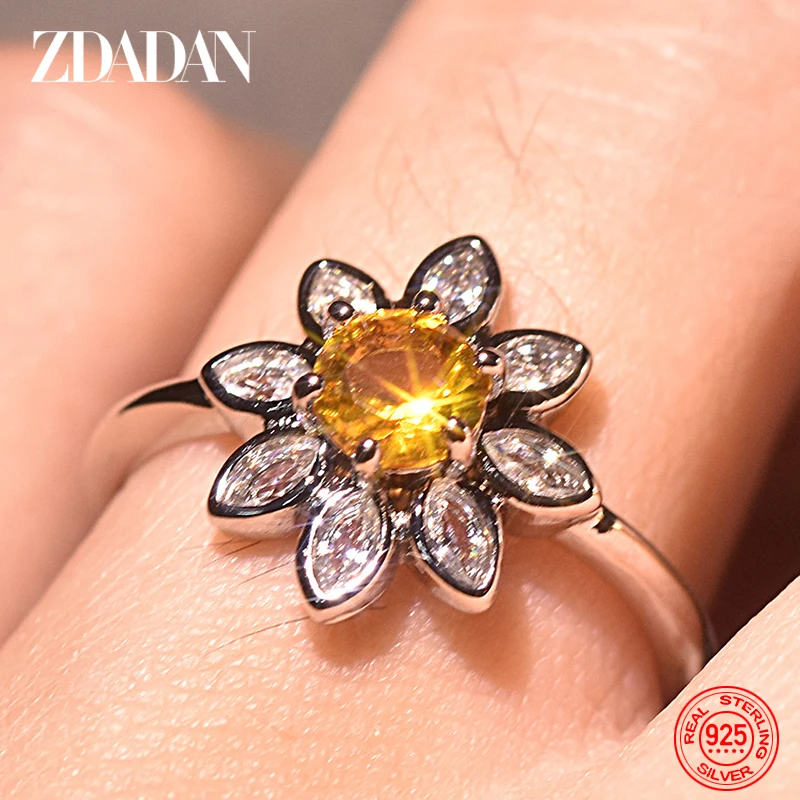 ZDADAN 925 Sterling Silver Yellow Sunflower Zircon Ring For Women Fashion Glamour Gift Wedding Jewelry
ZDADAN 925 Sterling Silver Yellow Sunflower Zircon Ring For Women Fashion Glamour Gift Wedding Jewelry